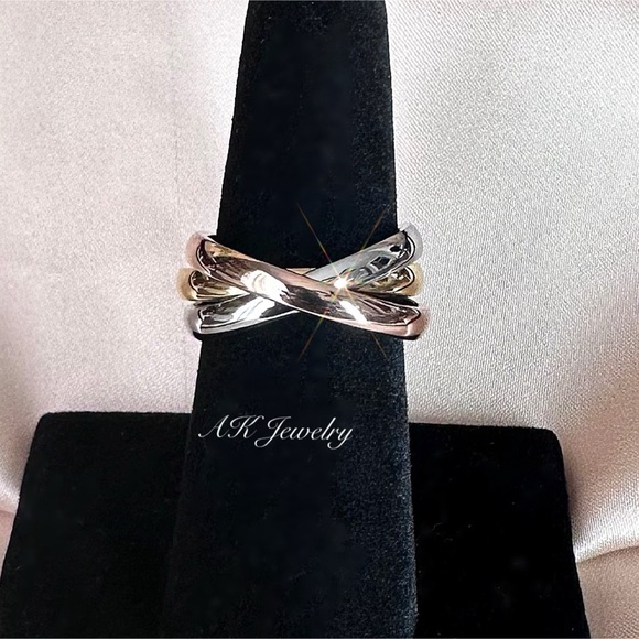 💎LUXURY 3 PC Trinity Intertwined Ring Gold, Silver & Rose Gold 3 Piece Tricolor - Picture 4 of 6